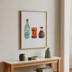 kikkoman soy sauce watercolor illustration art print for modern kitchen wall decor