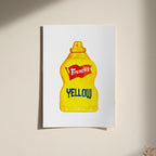 French's yellow mustard watercolor print, original watercolor design for kitchen wall decor