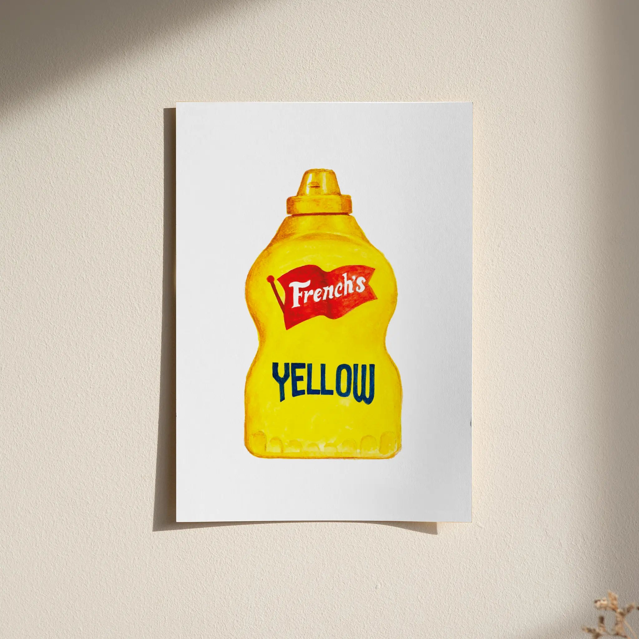 French's yellow mustard watercolor print, original watercolor design for kitchen wall decor