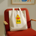 French’s yellow mustard watercolor illustration cotton tote bag for modern interior styling
