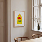 french’s yellow watercolor print, original watercolor design art print for kitchen wall decor