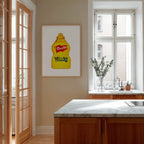 french’s yellow mustard original watercolor design art print for kitchen wall decor