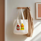 heinz ketchup and french’s mustard watercolor illustration cotton tote bag for flat lay product view