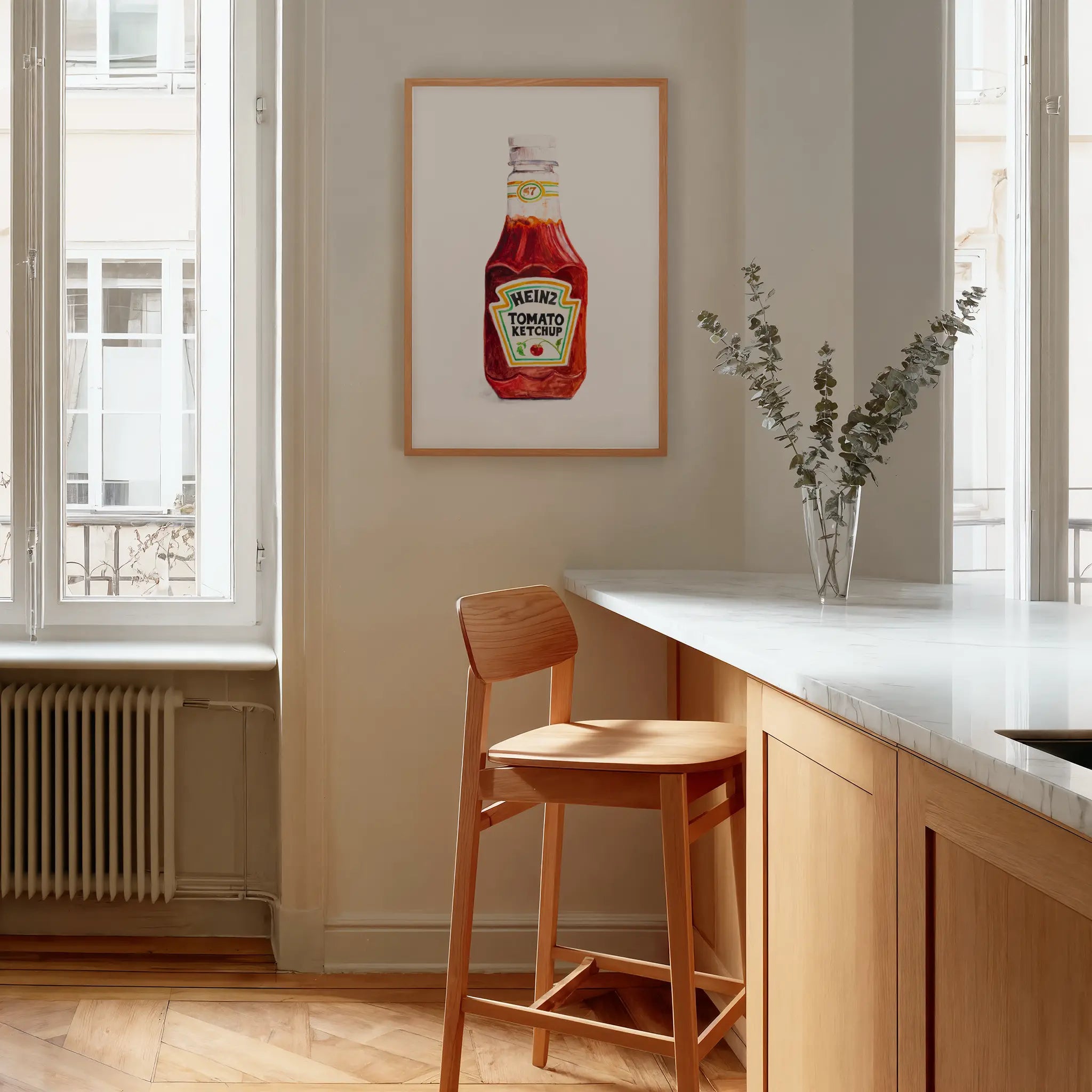 heinz ketchup original watercolor design art print for kitchen wall decor