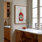 heinz tomato ketchup watercolor print, framed original watercolor design for kitchen wall decor