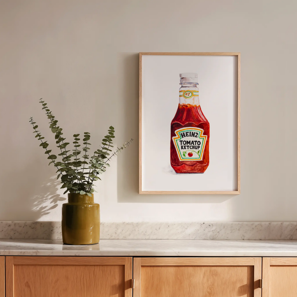 heinz tomato ketchup original watercolor design art print for kitchen wall decor