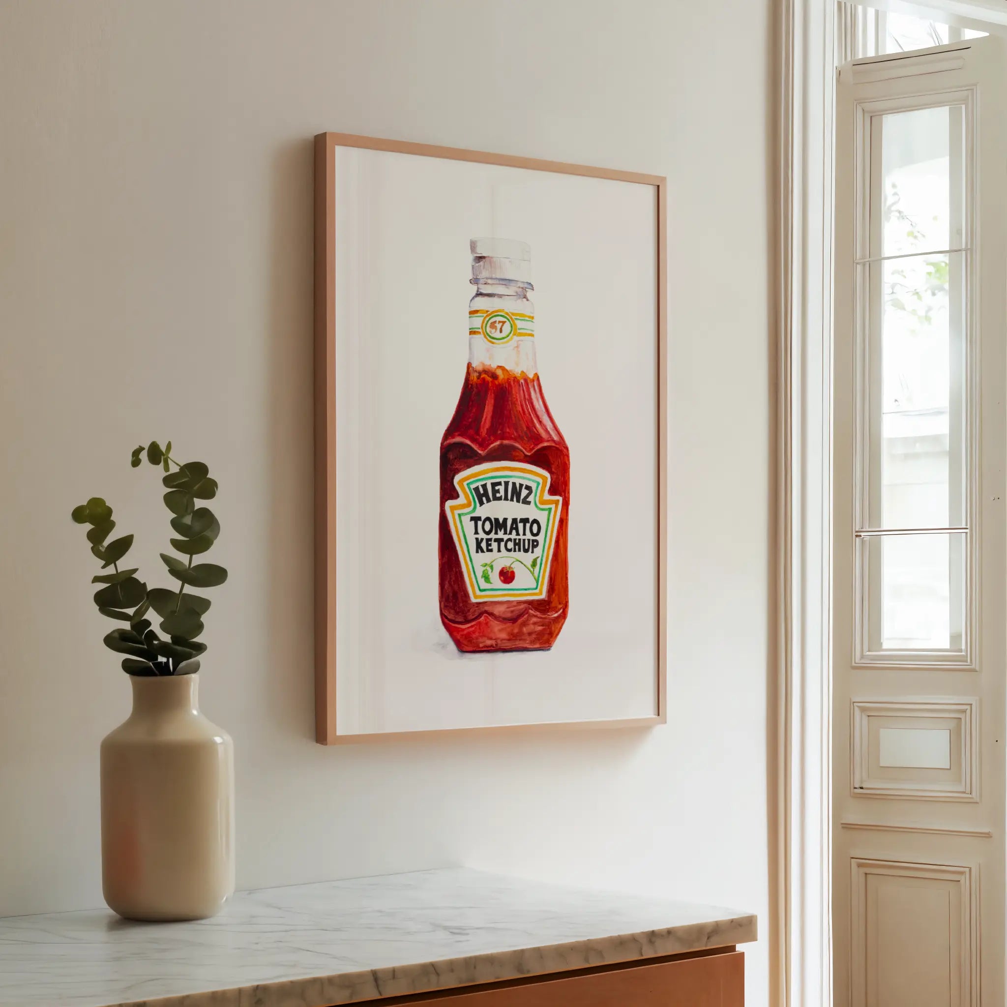 heinz tomato ketchup original watercolor design art print for kitchen wall decor