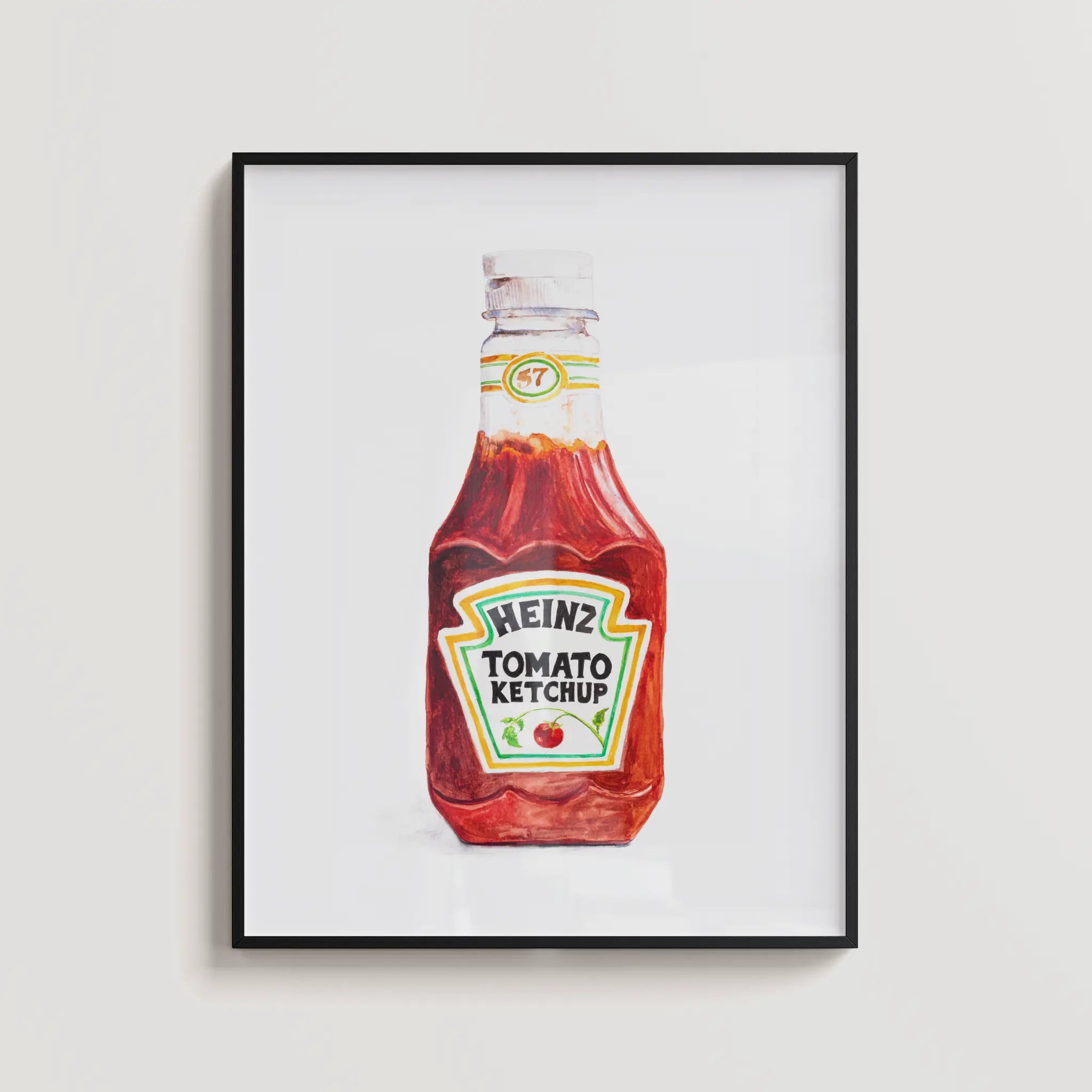 heinz ketchup original watercolor design art print for kitchen wall decor
