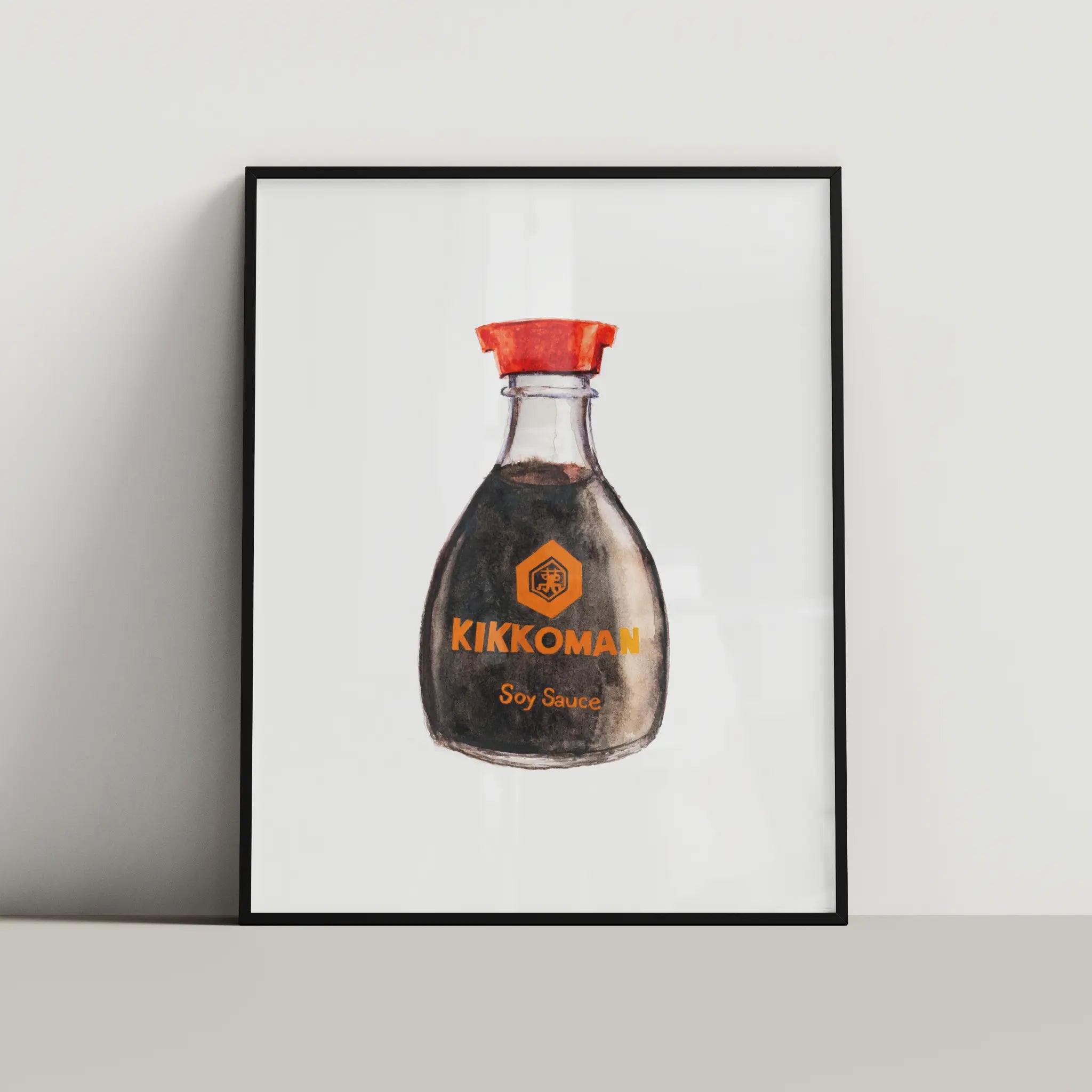 kikkoman soy sauce original watercolor design art print for modern interior
