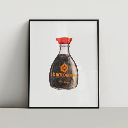 kikkoman soy sauce original watercolor design art print for modern interior