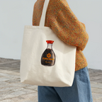 kikkoman soy sauce original watercolor design cotton tote bag shown in flat lay product view