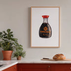 kikkoman soy sauce original watercolor design art print for kitchen wall decor