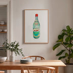 rice vinegar watercolor print, framed food packaging illustration for kitchen wall decor