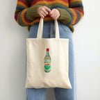 rice wine bottle original watercolor design cotton tote bag for flat lay product view