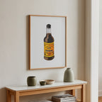 lea & perrins worcestershire sauce watercolor print, framed wall art for modern interior