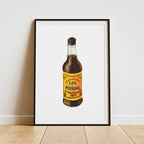 lea & perrins worcestershire sauce watercolor print, framed wall art for modern interior