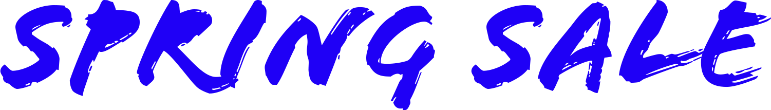 Blue 'SPRING SALE' text on a white background