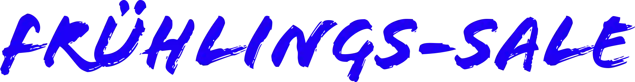 Blue text 'frählings-sale' on a white background