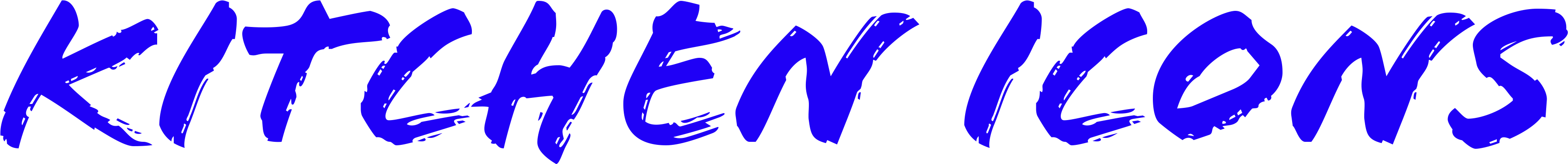 Text 'KITCHEN ICONS' in blue on a white background