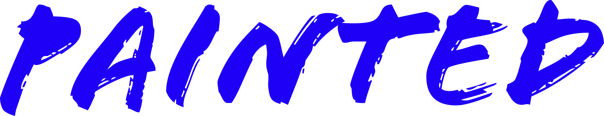 Blue 'PAINTED' text on a white background