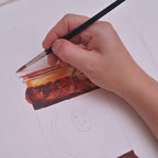 hand painting a watercolor spicy chili crisp painting